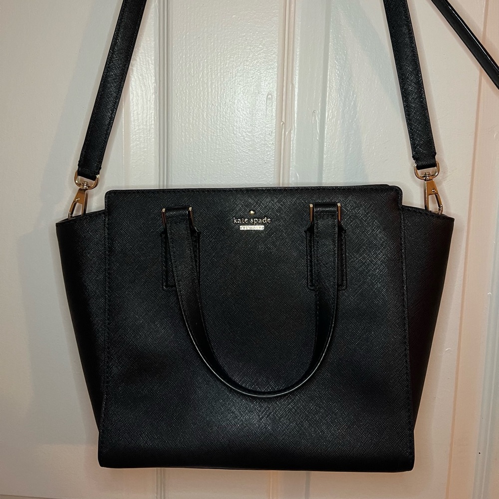 Kate Spade black leather crossbody satchel